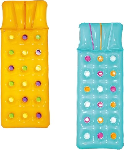Bestway Fashion Lounger 2x Inflatable 18 Pocket Sun Lounger Lilo