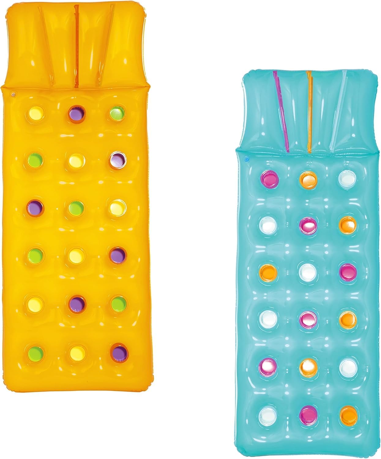 2x Bestway Inflatable 18 Pocket Fashion Sun Lounger Lilo Swimming Pool Air Bed Mat