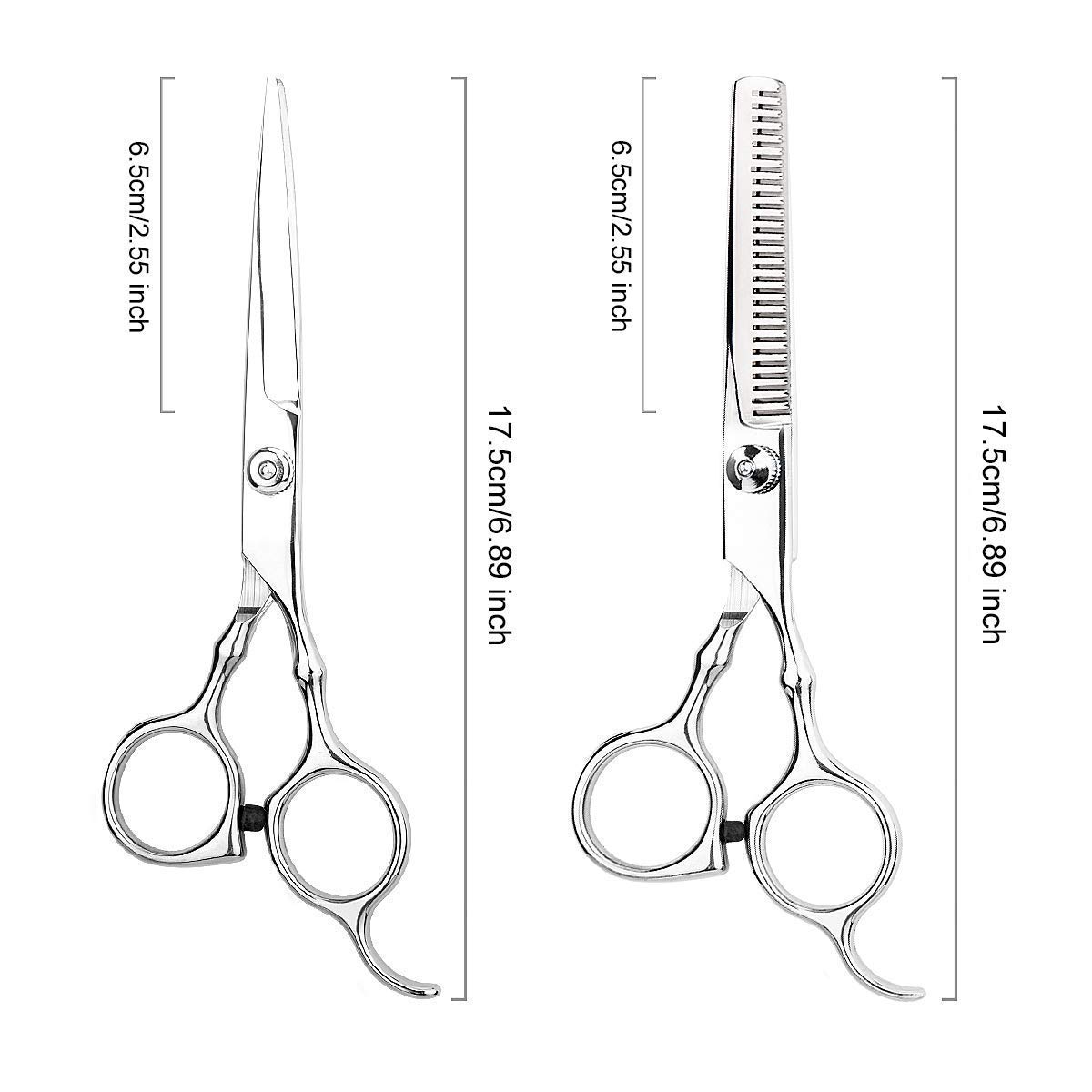 Professional Hair Cutting Scissors Set,Barber Hair Scissors, Thinning Scissor, Hairdressing Shears, Hair Comb, Leather Scissors Case, Stainless Steel Hair Cutting Shears Kit For Men, Women, kids-7 PCS: Home Improvement
