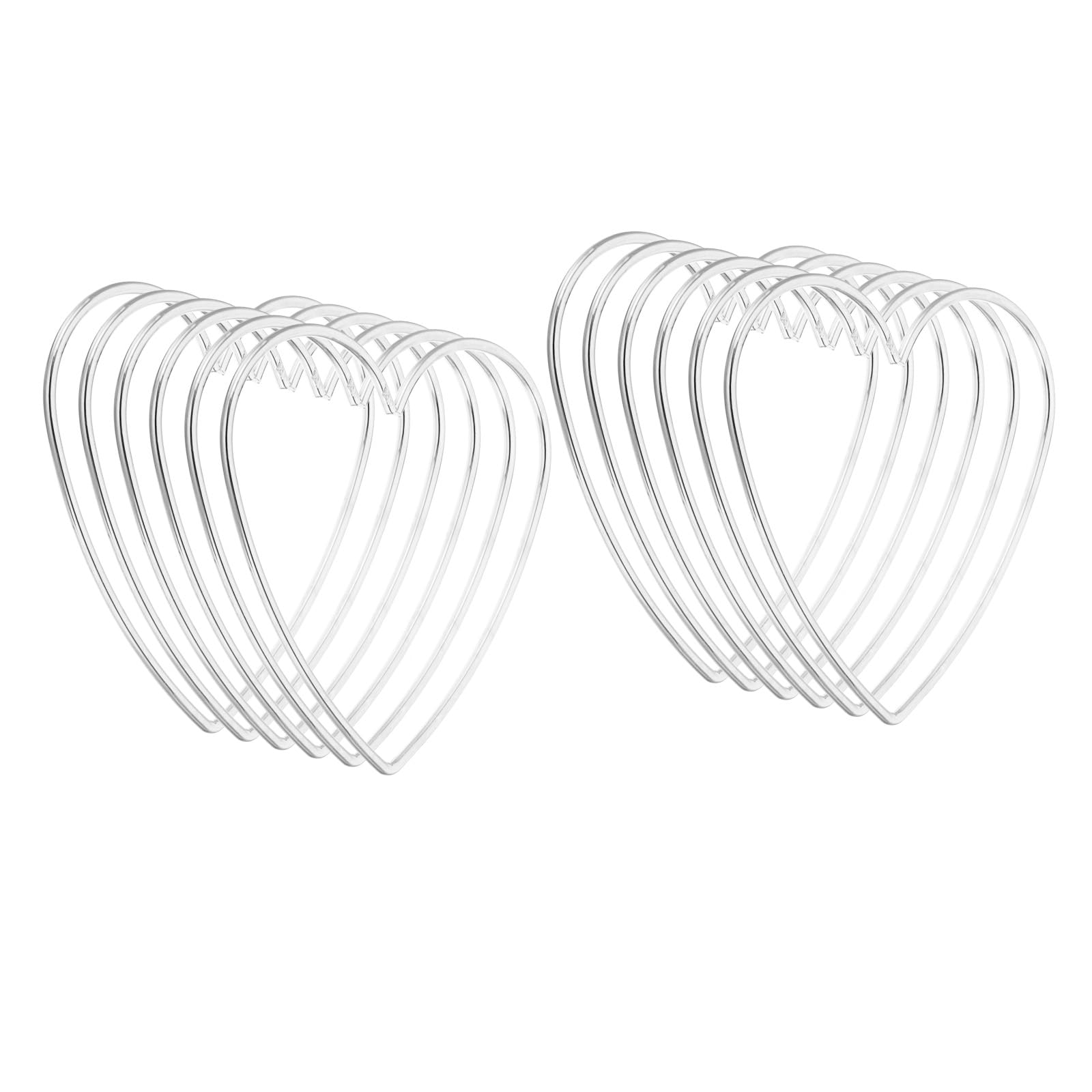 PATIKIL 4inch Dream Catcher Rings, 12 Pcs Metal Heart Shape Macrame Wreath Floral Ring Hoop for Home DIY Craft Wedding Wall Hanging Decorations, White Silver