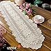 USTIDE Rustic Floral Table Runner Hand Crochet Table Runner Beige Lace Table Runner Oval Table Cover, 11.8