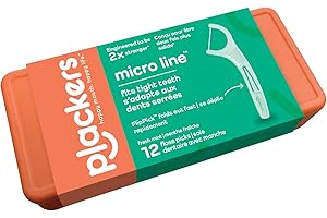 Plackers Micro Line Dental Floss Picks, Fold-Out FlipPick, Tuffloss, Easy Storage with Sure-Zip Seal, Fresh Mint Flavor, 12 C