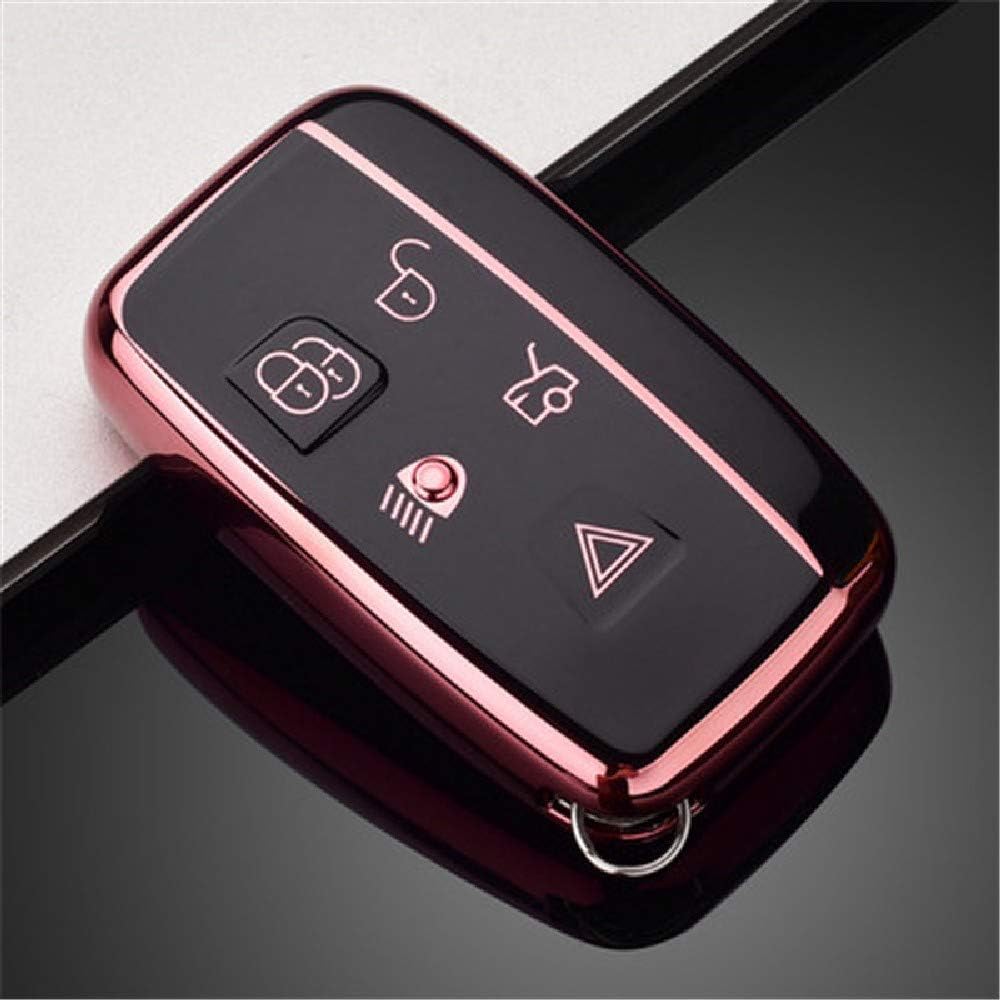 Atonix Metallic Glossy TPU 360 Protection Smart Keyless Go Remote Entry Case Fit for 5-Buttons Range Rover Evoque Velar Discovery LR4 Land Rover Sport | Jaguar XF XJ XE F-PACE F-Type (Rose Gold Pink)