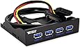 Tendak USB 3.0 4-Ports 3.5 inch Metal Front Panel USB Hub with 15 Pin SATA Power Connector [ 20 Pin Connector & 2ft Adapter Cable]