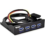 Tendak USB 3.0 4-Ports 3.5 inch Metal Front Panel USB Hub with 15 Pin SATA Power Connector [ 20 Pin Connector & 2ft Adapter Cable]