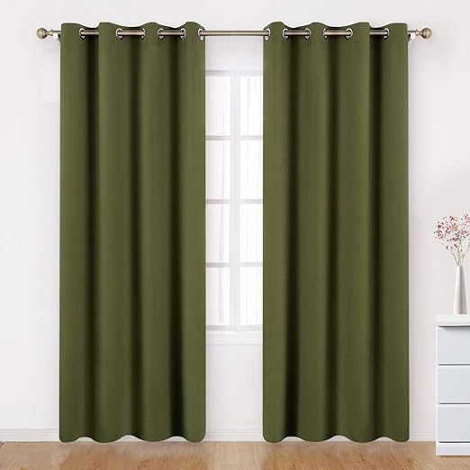 Amazon Com Bysure Olive Green Blackout Curtains 52 X 84 Inches