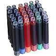 30 PCS Jinhao Fountain Pen Ink Cartridges Refill 6 Colors Set（ Black, Blue, Apple Green, Purple, Red and Orange International Standard Size 2.6mm Bore Diameter