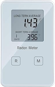 Home Radon Detector, Portable Radon Meter, Long and Short Term Monitor, Rechargeable Battery-Powered, Radon Test Kit