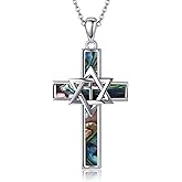 YFN Sterling Silver Star of David Cross Tree of Life Pendant Necklace Jewish Judeo Christian Religious Jewelry for Women Men