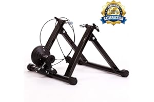 DKELI Bike Trainer Stand Bicycle Trainer Road Bike Trainer Machine with Noise Reduction Wheel 5 Levels Resistance Portable Magnetic Exercise Cycling Mountain Stationary Bike Stand for Indoor Riding