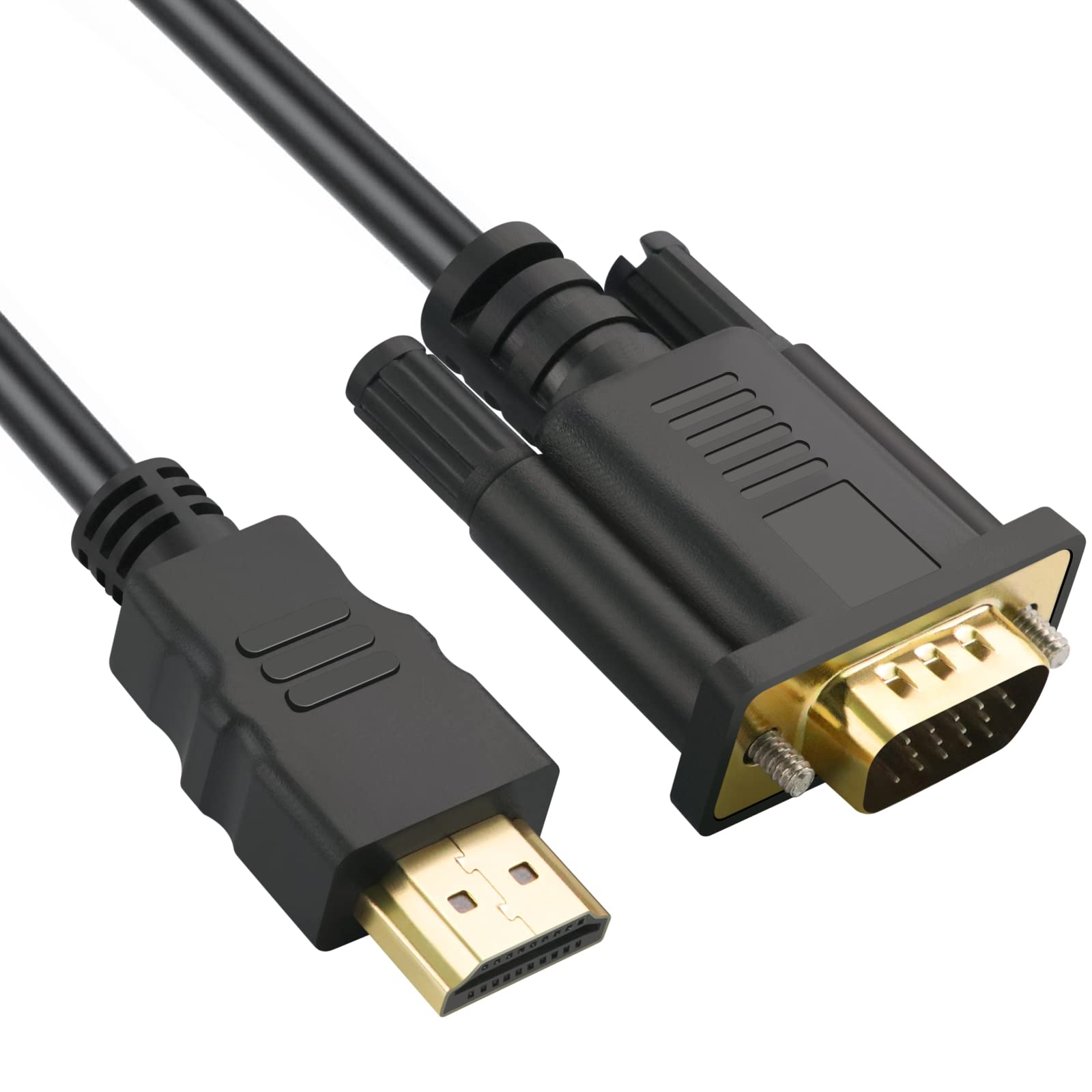 Omivine 1080P HDMI to VGA cable 2M, Gold Plated HDMI (In) to VGA (Out) One-Way Data Transmission Compatible with Raspberry Pi, Roku, computer, desktop, laptop, PC, monitor, projector, HDTV