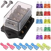 Gebildet 4 Way Car Standard Blade Fuse Holder Box (Apply to 1~40 AMP), with 10pcs Blade Fuse (3A/5A/7.5A/10A/15A/20A/25A/30A/