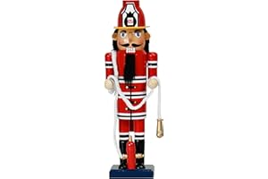 WVIOUOPU Christmas Firemen Nutcracker Decorations - 14 Inch Handmade Wooden Figures with Helmet Fire Extinguisher Rescue Rope for Mantle Shelf Tabletop Home Christmas Holiday Ornaments Gifts