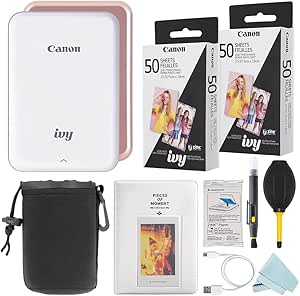 Mini Printer Mini Photo Printer (Rose Gold) Pocket-Sized, Sticky