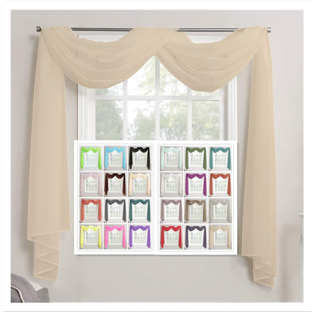 Megachest TAILORED VOILE WINDOW SCARF PELMET (mink, 56"X118"X1 Panel)