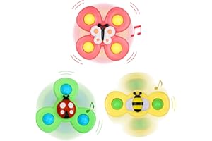 LZZAPJ 3pcs Suction Cup Spinner Toy for Baby 12-18 Months Baby Travel Fidget Sensory Toys for Toddlers 1-3 Bath Toys for 2 Year Old First Birthday Gifts for 1 Year Old Boys Girls