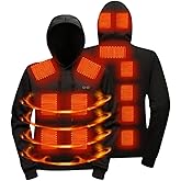 Carydety Heated Hoodie for Men Winter Warm 29 Heating Zone Pullover Hoodies Heated Jacket Zip Up Sweatshirt Hooded Sweatshirt