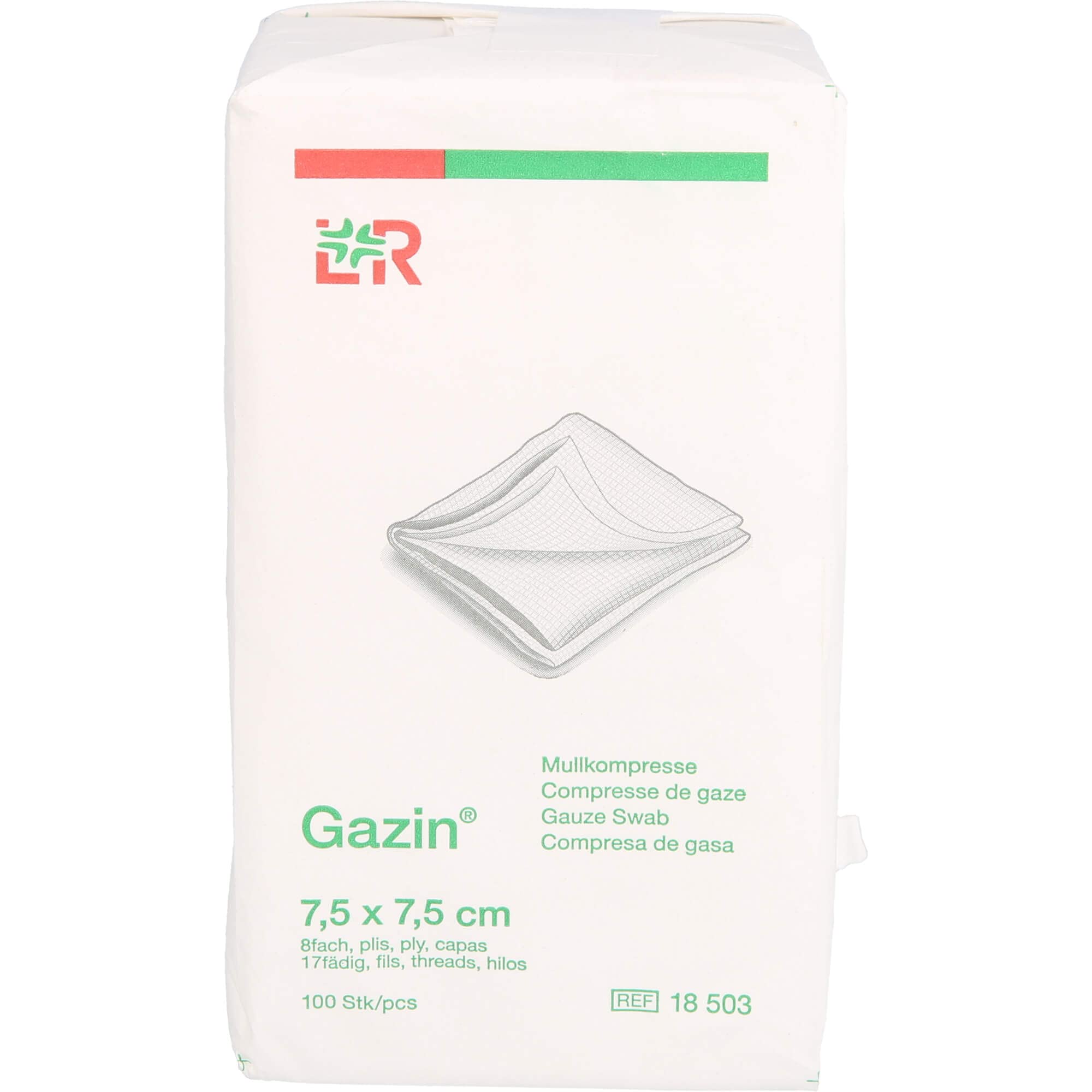 Gazin 18503 Bandages Swabs 8 Ply 7.5 cm x 7.5 cm (Pack of 100)