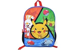 Bioworld Pokemon Pikachu & Friends Flat Front 16" Backpack - Perfect for Preschool & Elementary Boys