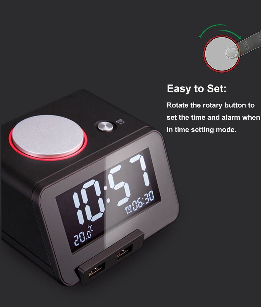 Alarm Clock with Port USB for Smartphone And Indoor Thermometer eBay