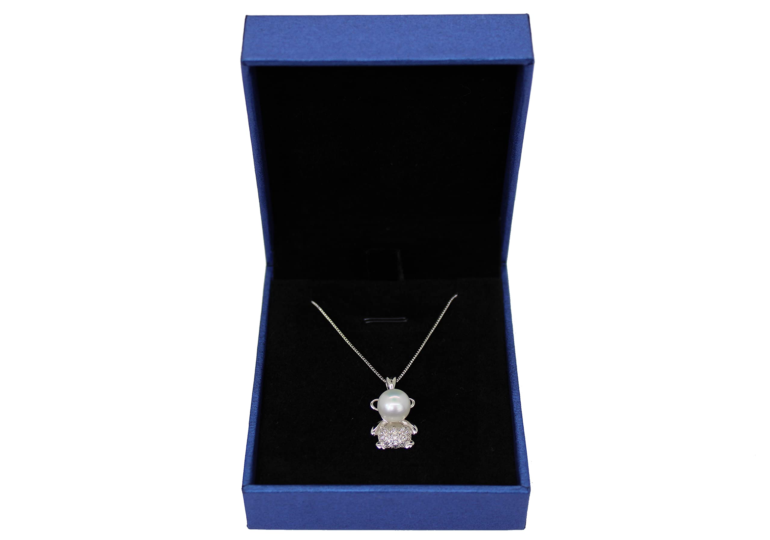 Habac Studio Elegant Pearl Sterling Silver Necklace for Women - Freshwater Mother of Pearl Teddy Bear Pendant, 925 Sterling Silver Chain (45cm/18), Gift Box Included - UK Seller