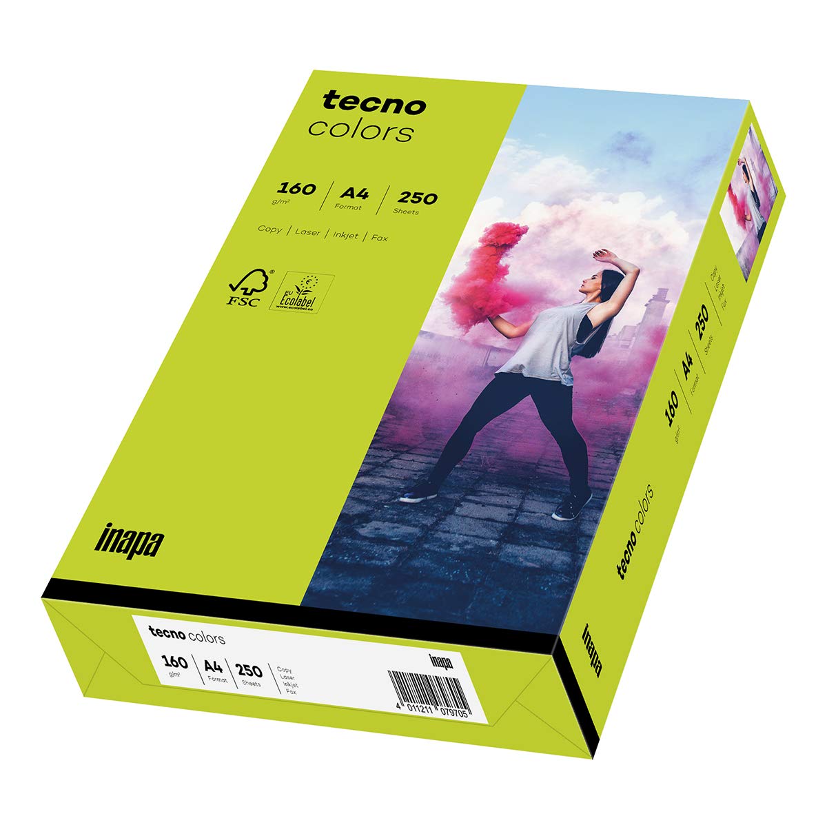 inapa Tecno 2100011378_R Coloured Printer Paper 160 g/m² A4 250 Sheets Bright Green