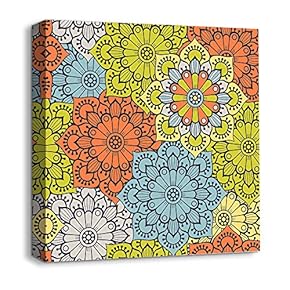 Canvas Wall Art Traditional National Culture Painting Artwork for Home Prints Framed - 12x12 inches