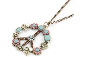 Changeshopping(TM) Bohemian Women Retro Pearl Peace Symbol Necklace