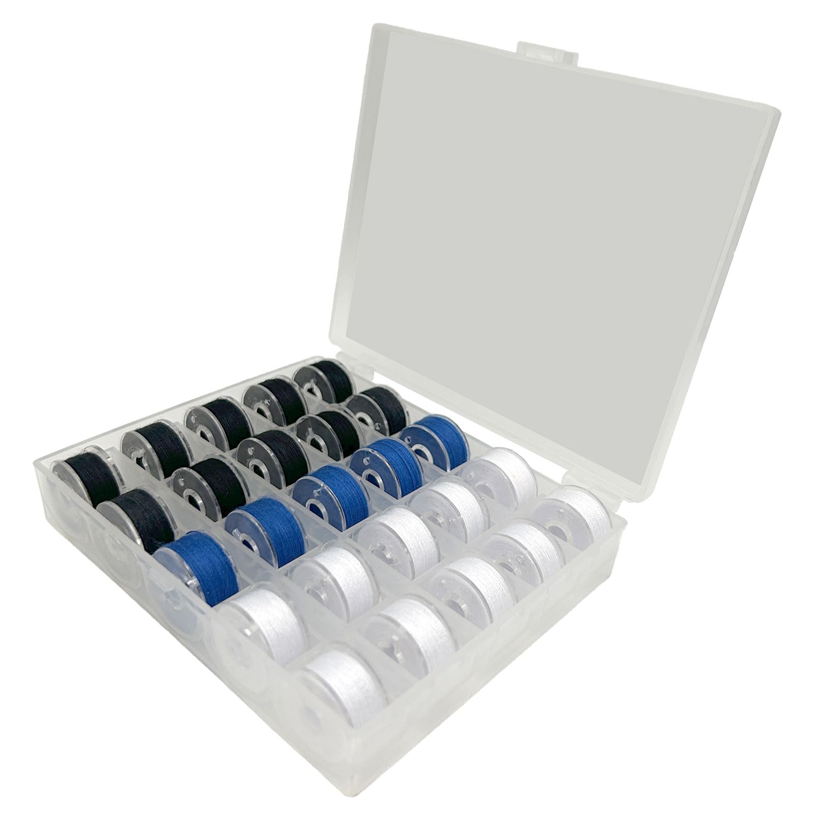 25 pcs Bobbins, Sewing Machine Accessories, Pre-Wound Bobbins Set with Bobbin Case for Brother/Janome/Babylock/Elna/Singer/Kenmore Sewing Machine — image 1