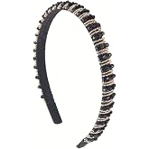 Natalie Mills Grace Headband in Black &amp; Gold! Glamorous Headbands for Ladies! Top Trending Hair Accessories. Rhinestone &amp; Pearl Headbands