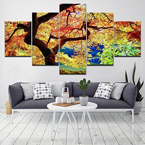 RMRM Japanischer Ahorn 5 Stück Wandkunst Leinwand drucken Moderne Poster modulare Kunst Malerei für Wohnzimmer Wohnkultur 20x