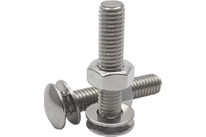 DGZ STORE 10Sets M8-1.25 45mm 304 Stainless Steel Carriage Bolts, Nuts, Flat Washers Kits, Plain Finish