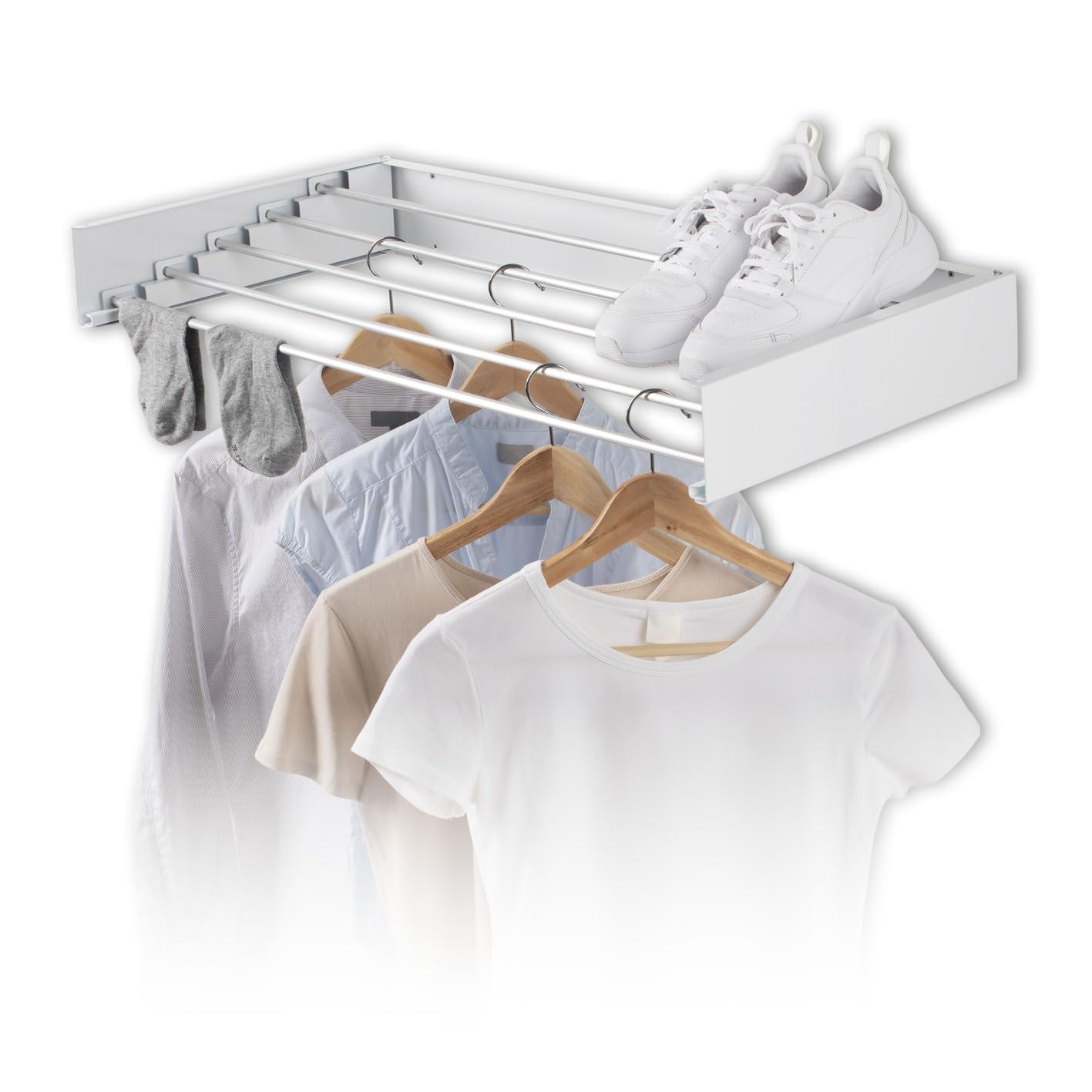 EASYmaxx Wall-Mounted Clothes Dryer, Stainless Steel/White, Wäscheständer 400