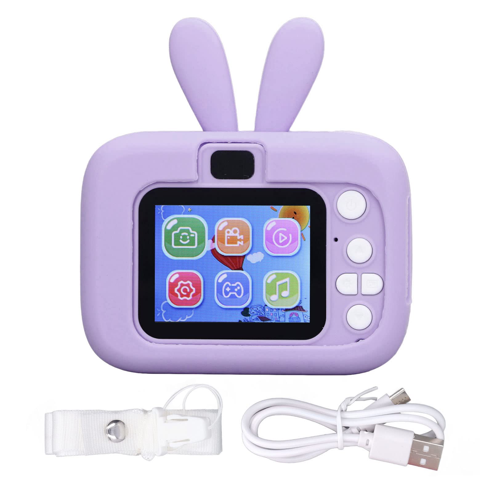 Kids Camera Toys for 3 to 8 Year Old Girls, Children Digital Video Camcorder Camera with Rabbit Soft Silicone Cover Best Christmas Birthday Festival Gift for Kids (Purple)