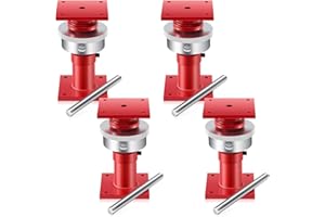 Lanties Adjustable Screw Jack Post for House Leveling, Manufacturing House Jacks with Wrench Screw Steel Shores, Range of Adjustment(6.5''-9'',Red,4 Pcs)