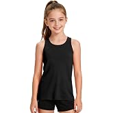 HASMES Girls Tank Tops Racerback Kids Athletic Sleeveless Shirts | Workout Gymnastics Running 7-14 Years