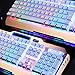 LexonElec@ Technology Keyboard Mouse Combo Gamer Wired Rainbow LED Backlit Metal Pro Gaming Keyboard + 2400DPI 6 Buttons Mouse + Mouse Pad for Laptop PC (White & Rainbow Backlit Pattern Mouse)