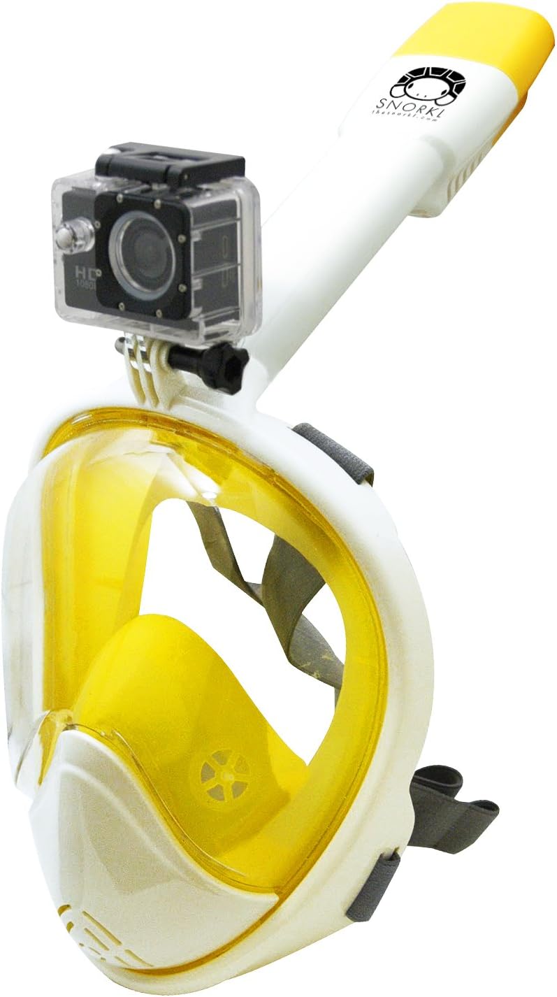 The Snorkl 2.0 - The original and The most advanced Full Face Snorkeling mask (Yellow/white, L/XL)