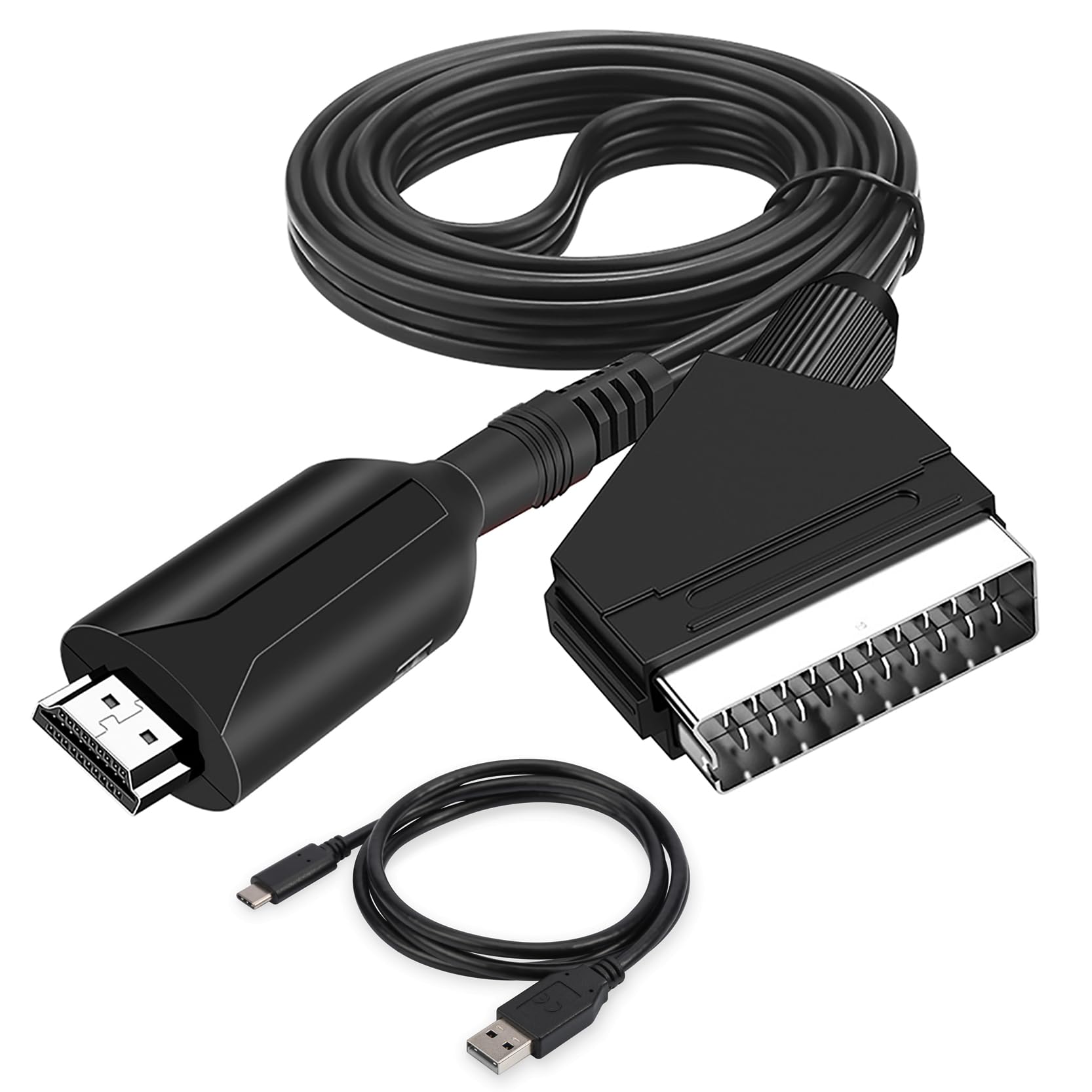 Wress SCART to HDMI Converter – 1080p HD Audio & Video SCART to HDMI Adapter for VHS, STB, Sky, Blu-Ray, DVD – SCART to HDMI Cable Works with HDTV, Monitor, Projector Display