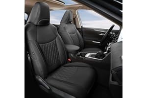 GIANT PANDA Pu Leather Car Seat Covers Full Set Custom Fit for Toyota RAV4 LE/Hybrid Limited/XLE/XLE Premium 2019-2025-(Black)