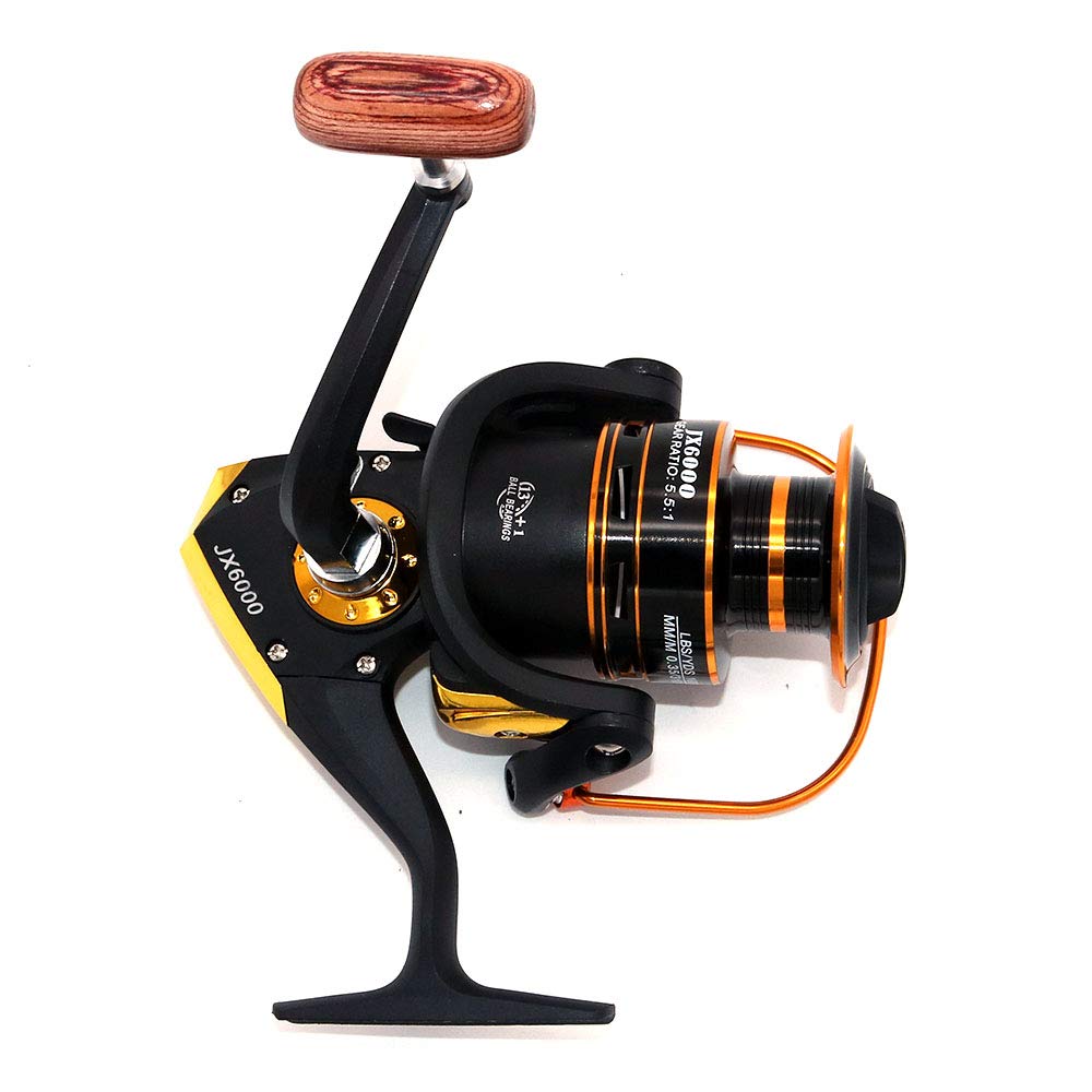 NUZAMAS AF6000 Fishing Reels- 12+1 Ball Bearings, Light, Smooth Spinning Reels, Max 12kg Drag, Salt, Freshwater Bait and Lure Fishing, Right and Left Hand Retrieve