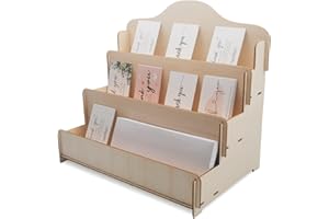 AnairsMo 3 Tier Greeting Card Display Stand, Wooden Display Stand, Card Display Stand, Portable Cardboard Sticker Display Stand for Vendors, Retail Counter, Table Display, Trade Shows, Showcase