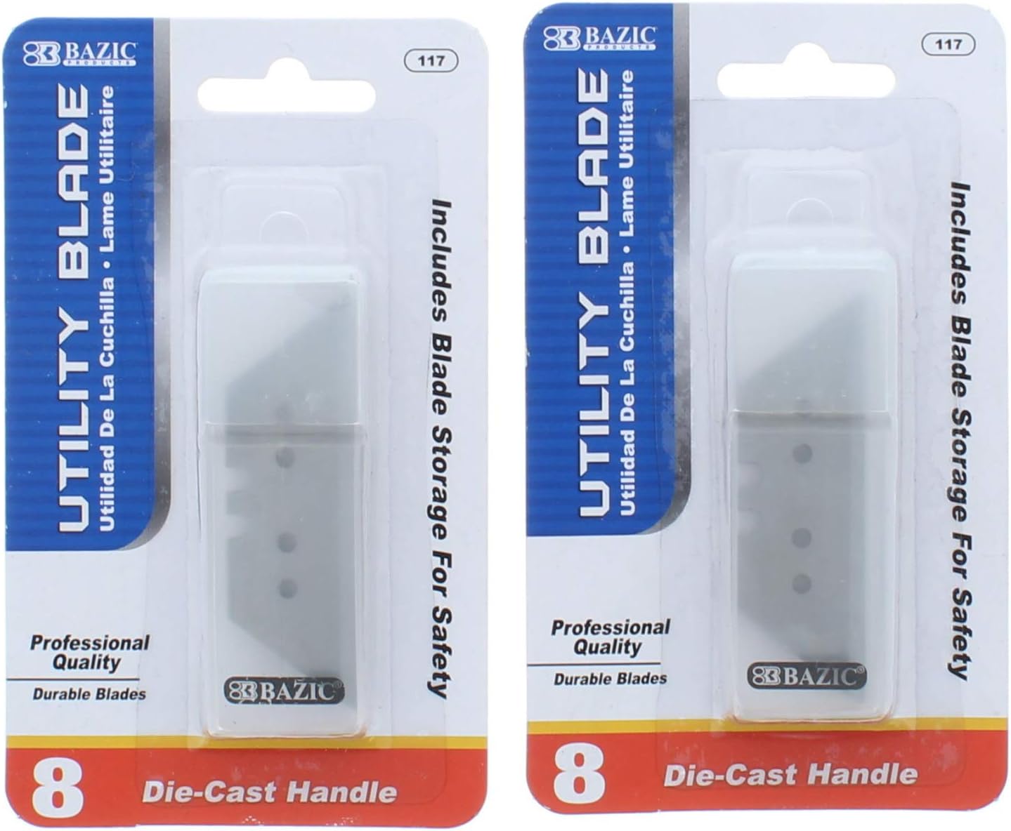 2 Pk. BAZIC Utility Knife Replacement Blade 8 Count (16 Total)