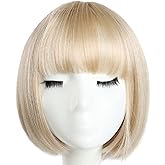 HSPCYGG Bob Wigs Short Daily Blonde Wig with Bangs 10" Straight Synthetic Halloween Costume Cosplay Wigs for Women