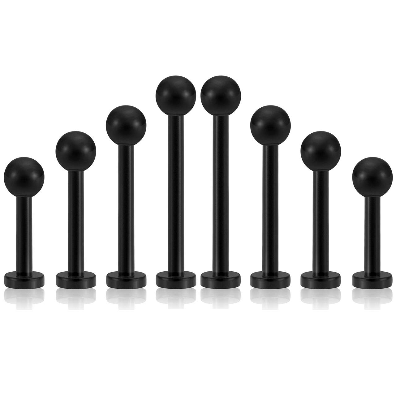 PiercingJak 8-16pcs 316L Stainless Steel Mixed 6-12mm Bar 16G Labret Monroe Lip Rings Cartilage Helix Tragus Nose Piercing 3mm Ball Straight Barbell Body Piercing Jewelry