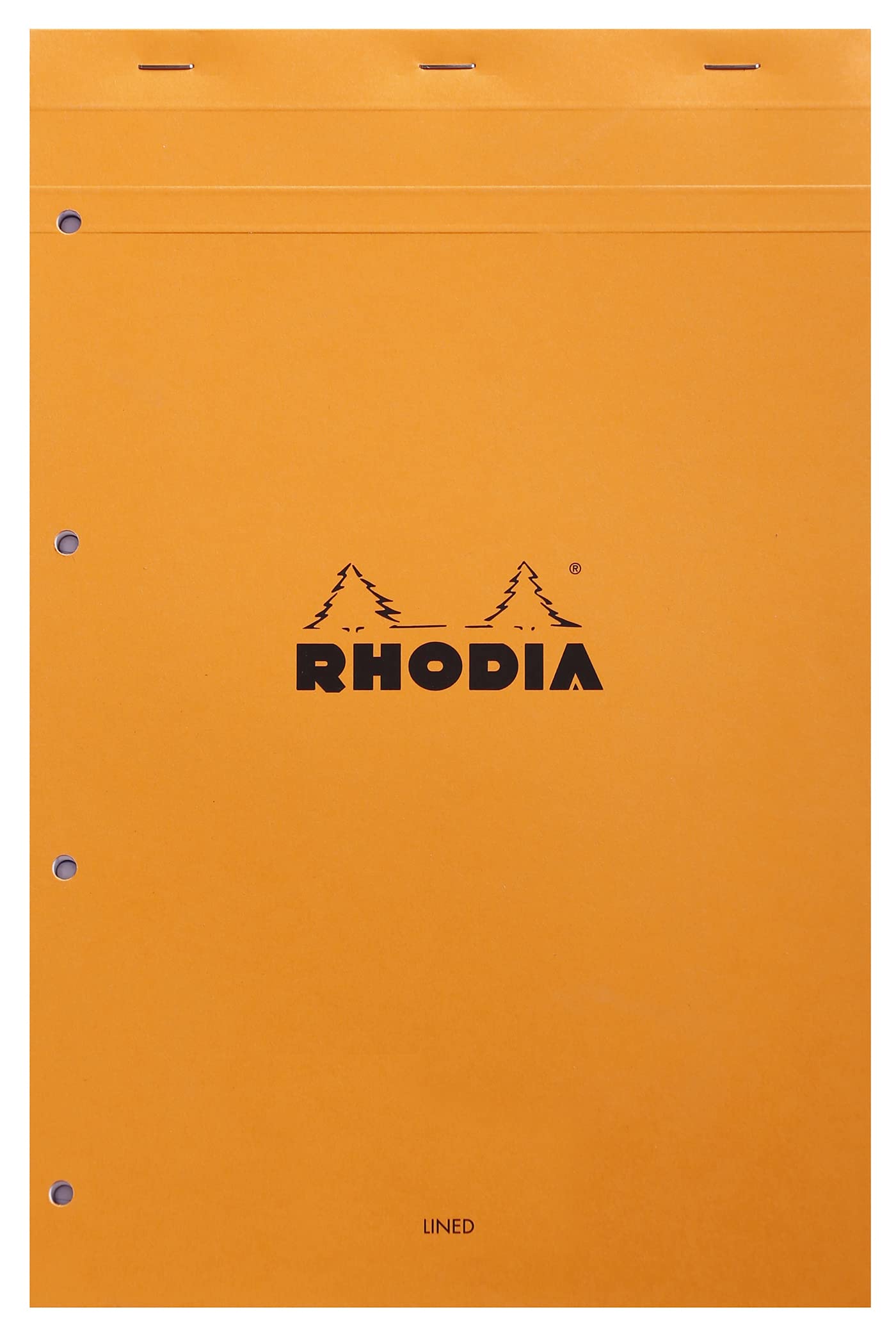 RHODIA 119600C - Stapled Notepad N°20 Orange - A4+ - Lined - 80 Detachable Sheets 4 Hole Punched - Clairefontaine White Paper 80G - Soft and Resistant Coated Card Cover - Basics
