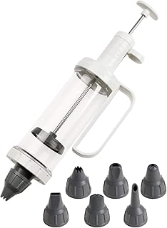 Dr. Oetker 1982 Einhand-Garnierspritze mit 6 Tüllen, TransparentWeiß