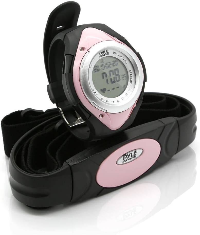 Pyle Fitness Heart Rate Monitor - Healthy Wristband Sports Pedometer Activity Fitness Tracker Steps Counter Stop Watch Alarm Water Resistant Calorie Counter Target Zones - PHRM38PN (Pink)