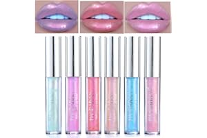 COOSA Glitter Liquid Lipsticks Set 6 color Diamond Shimmer Metallic Lipstick Waterproof Long Lasting Makeup Kit Face Eye Glow Shimmer Shinning Lip Gloss Set