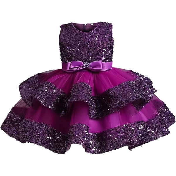 thumbnail image 2 of Diufon Children Baby Girls Princess Skirt Sleeveless Puffy Dress Birthday Party Bow Pleated Elegant Dresses 2 of 10
